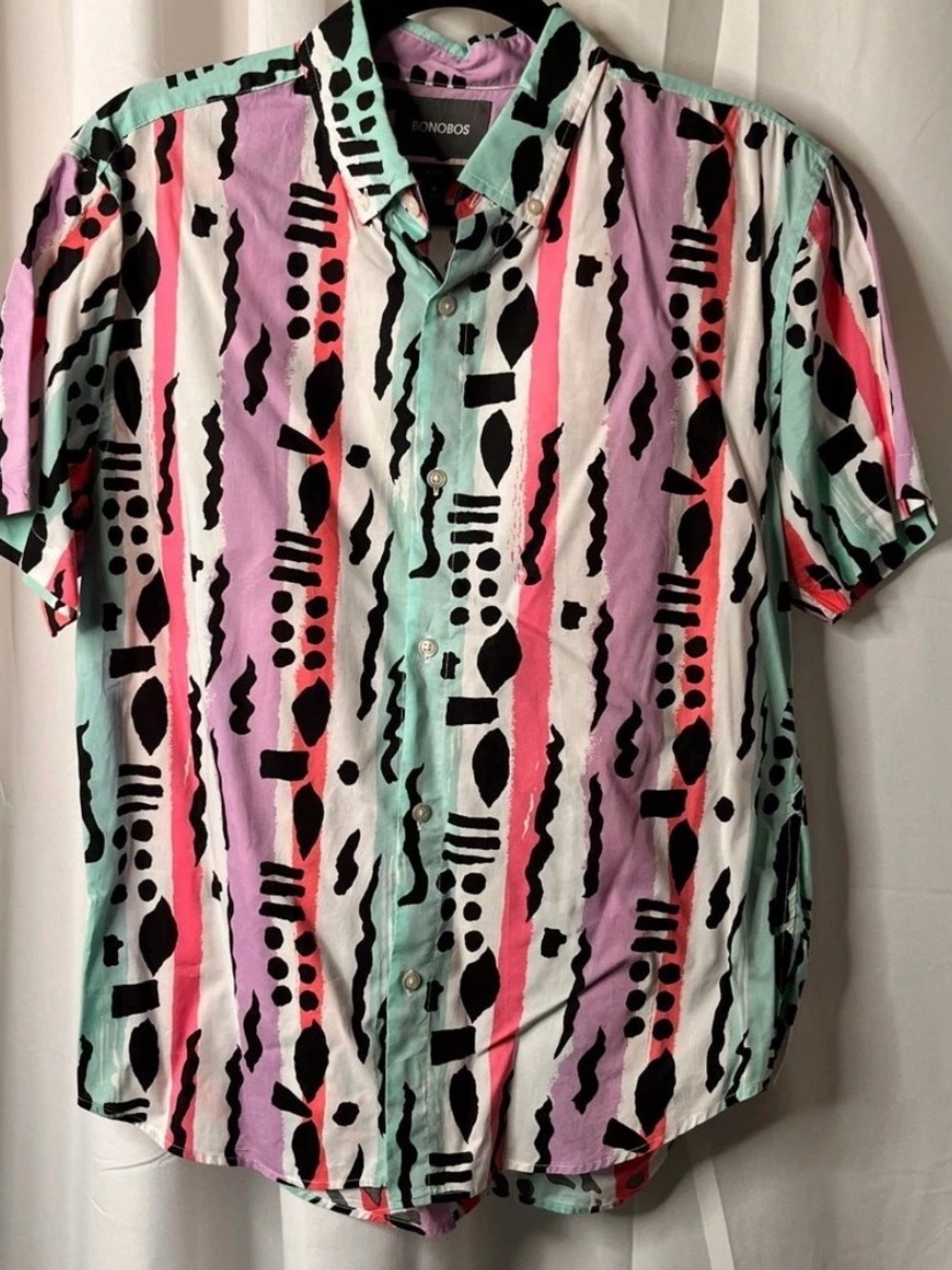 Bonobos Riviera Short Sleeve 90's Bold Geometric Abstract Medium Short